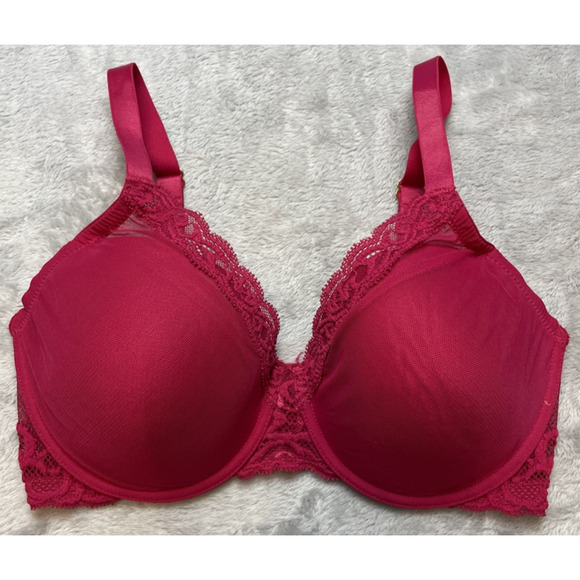 Natori Feathers Underwire Bra Womens 34DD Raspberry Full Figure Contour 741299 - Picture 1 of 5